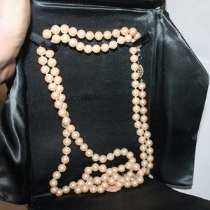 New Hand Knotted Hand Crafted X-Long Cultured Pearls Strand Necklace w Case